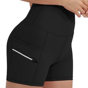NEW Black High Waisted Yoga Shorts with Pockets, never worn